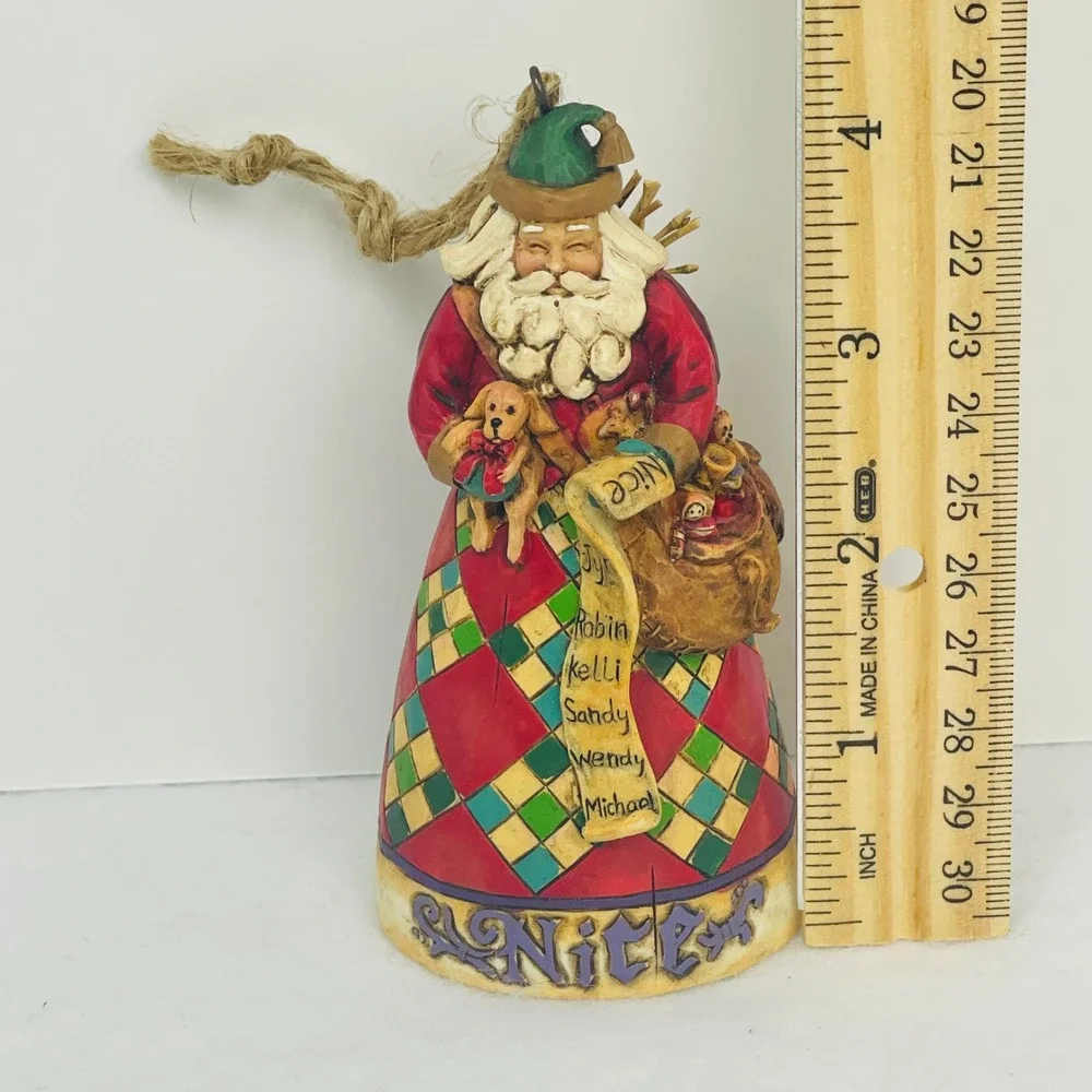 Jim Shore Heartwood Creek Naughty Nice Santa Ornament 2006 Red Green 4.5in
